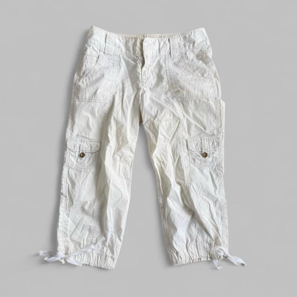 White Cargo capri Pants